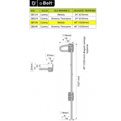Rygiel pionowy przekręcany na kłódkę do bram metalowych 1020 mm QB140