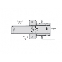 Rygiel samozatrzaskowy dwustronny do bramy dwuskrzydłowej LLMLDBT